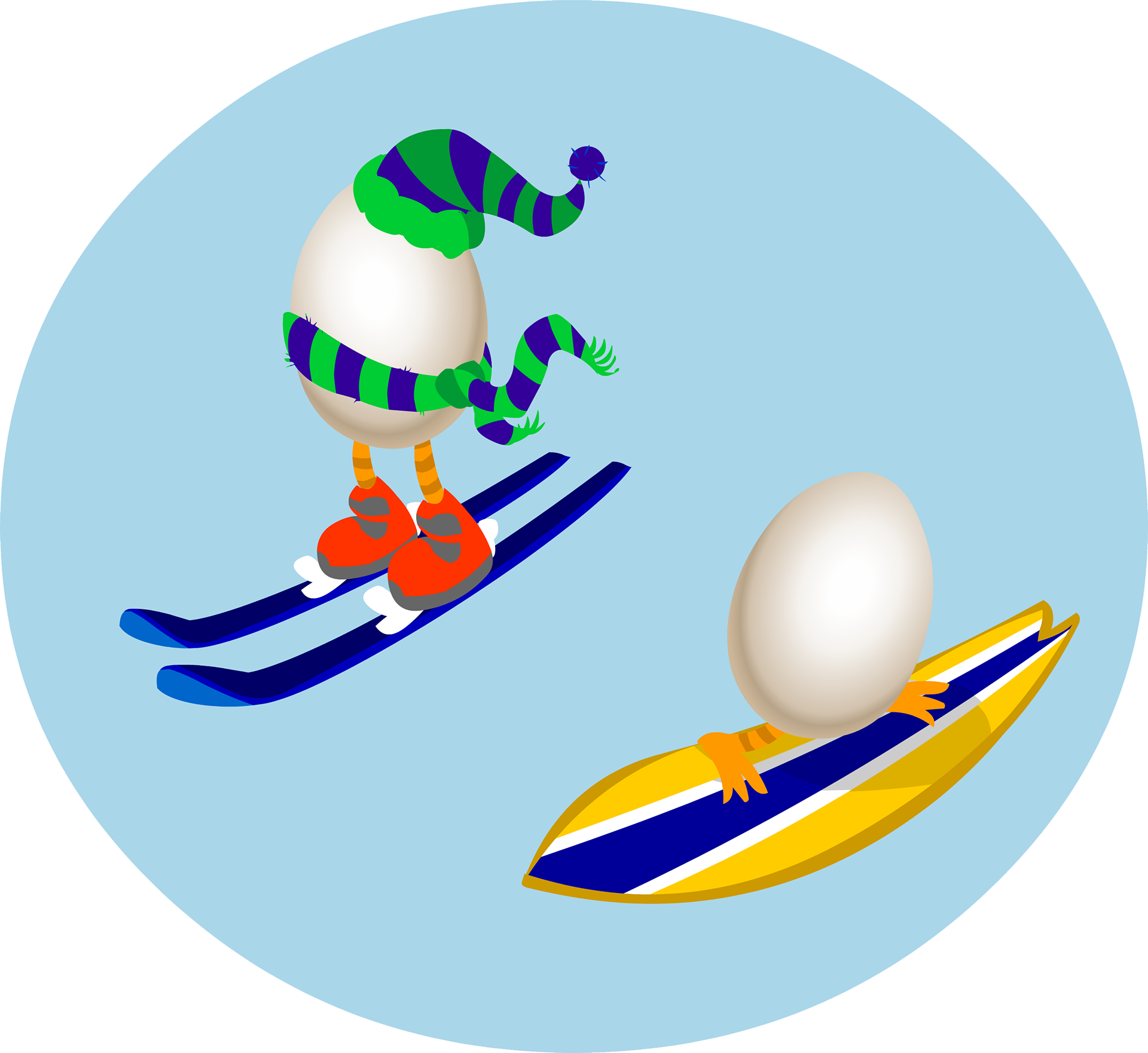 Eggs With Leggs Enjoying Both Winter And Summer Sports - Eggs With Leggs Enjoying Both Winter And Summer Sports - Free Transparent PNG Clipart Images Download. - Transparent PNG Free Download
