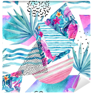 Watercolor Summer Background With Flowers, Fan Palm - Watercolor Painting Transparent PNG - 400x400 - Free Download on - Transparent PNG Free Download