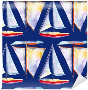 Watercolor Seamless Pattern With Sailboats, Bright - Watercolor Painting Transparent PNG - 400x400 - Free Download on - Transparent PNG Free Download