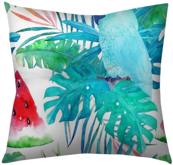 Summer Pattern With Watercolor Parrot, Palm Leaves - Watercolor Painting Transparent PNG - 400x400 - Free Download on - Transparent PNG Free Download