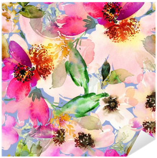 Seamless Summer Pattern With Watercolor Flowers Handmade - Watercolor Painting Transparent PNG - 400x400 - Free Download on - Transparent PNG Free Download