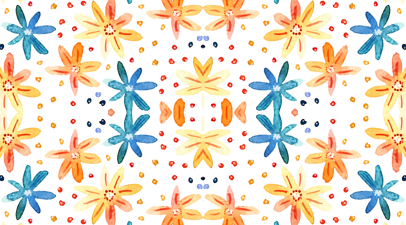 Watercolor Spring Summer Flowers Orange And Red Wallpaper - Motif Transparent PNG - 800x444 - Free Download on - Transparent PNG Free Download