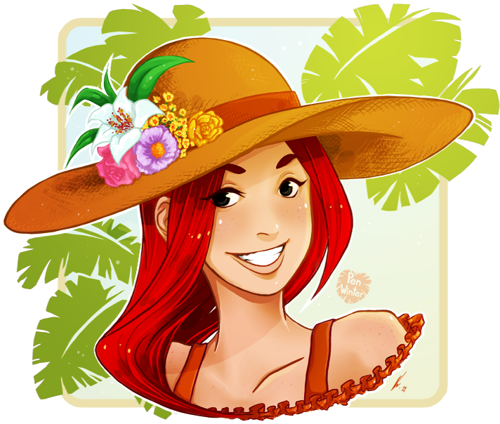 #redhead Enjoying A Tropical Summer Strawhat - Illustration Transparent PNG - 788x700 - Free Download on - Transparent PNG Free Download