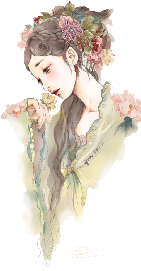 Largest Collection Of Free To Edit Flowers Summer Spring - Chinese Girl Watercolor Transparent PNG - 480x969 - Free Download on - Summer Transparent PNG Free Download