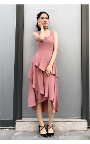 Tansshop Irregular Beveled Ruffled Skirt Midi Dress - A-line Transparent PNG - 500x500 - Free Download on - Transparent PNG Free Download
