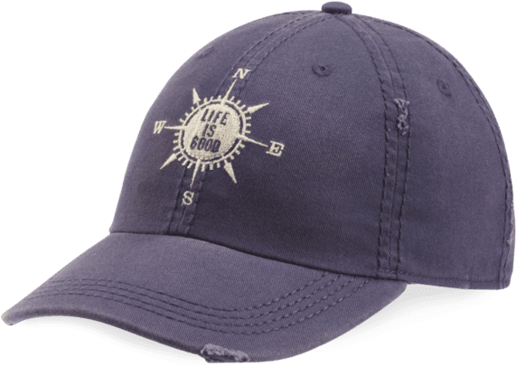 This Laidback Style Has Endless Summers Ahead Of It, - Life Is Good Compass Sunwashed Chill Cap Blue Transparent PNG - 570x570 - Free Download on - Transparent PNG Free Download