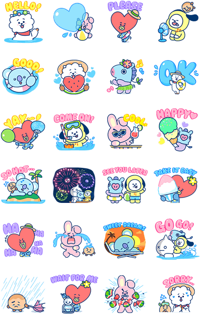 Summer Time Line Sticker - Bt21 Stickers Line Transparent PNG - 420x673 - Free Download on - Transparent PNG Free Download