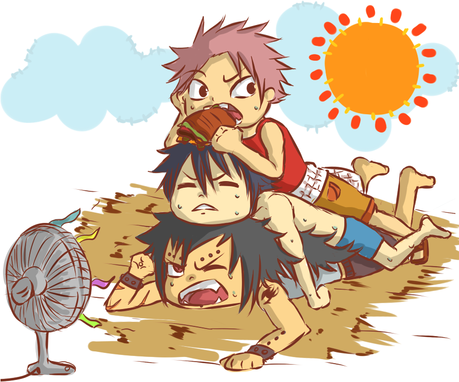 Fairy Tail Summer Fan - Natsu Gajeel And Gray Transparent PNG - 900x760 - Free Download on - Transparent PNG Free Download