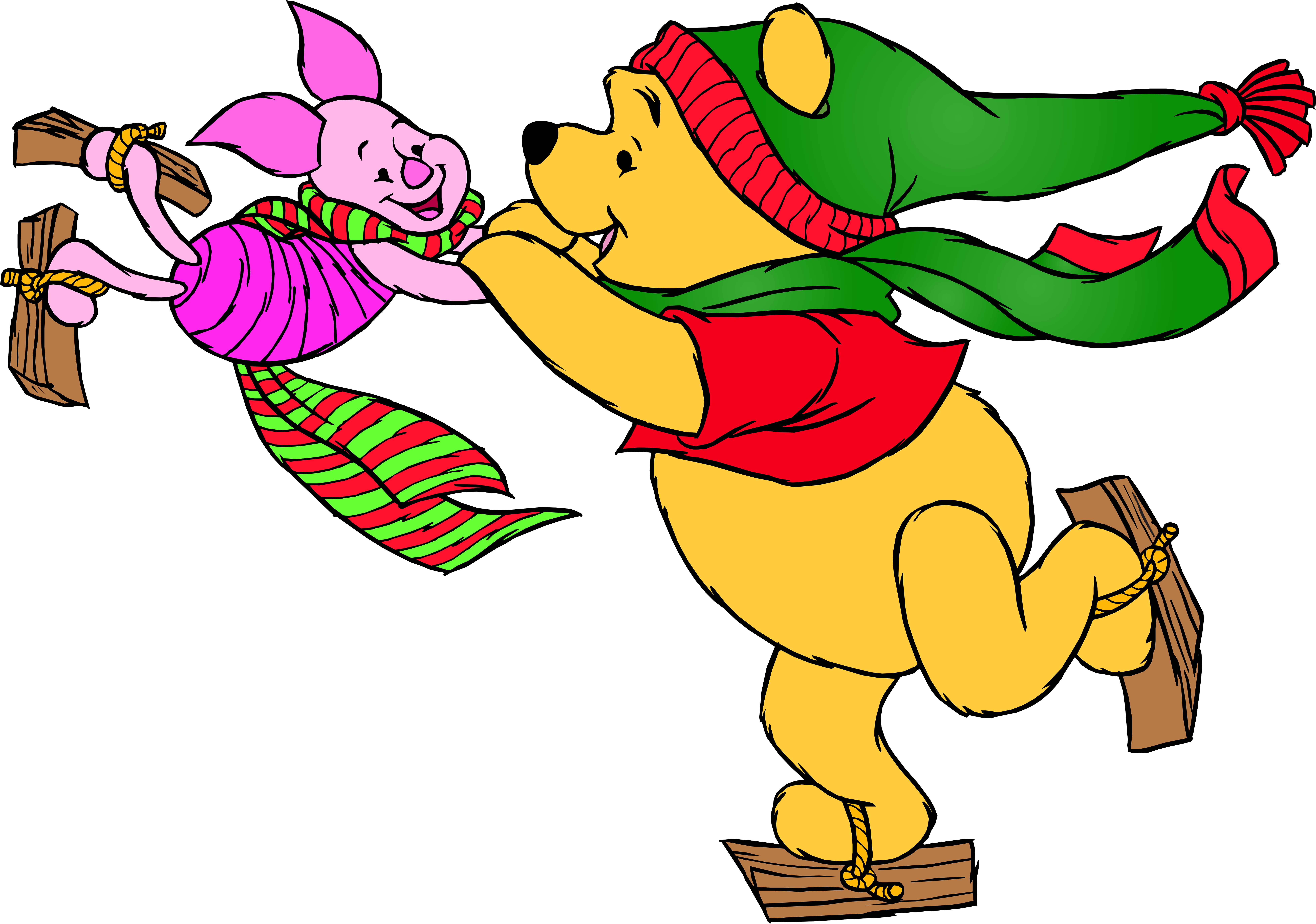 Winnie The Pooh And Piglet Skating Png Clip Art - Winnie The Pooh Winter Png - Free Transparent PNG Clipart Images Download. - Transparent PNG Free Download