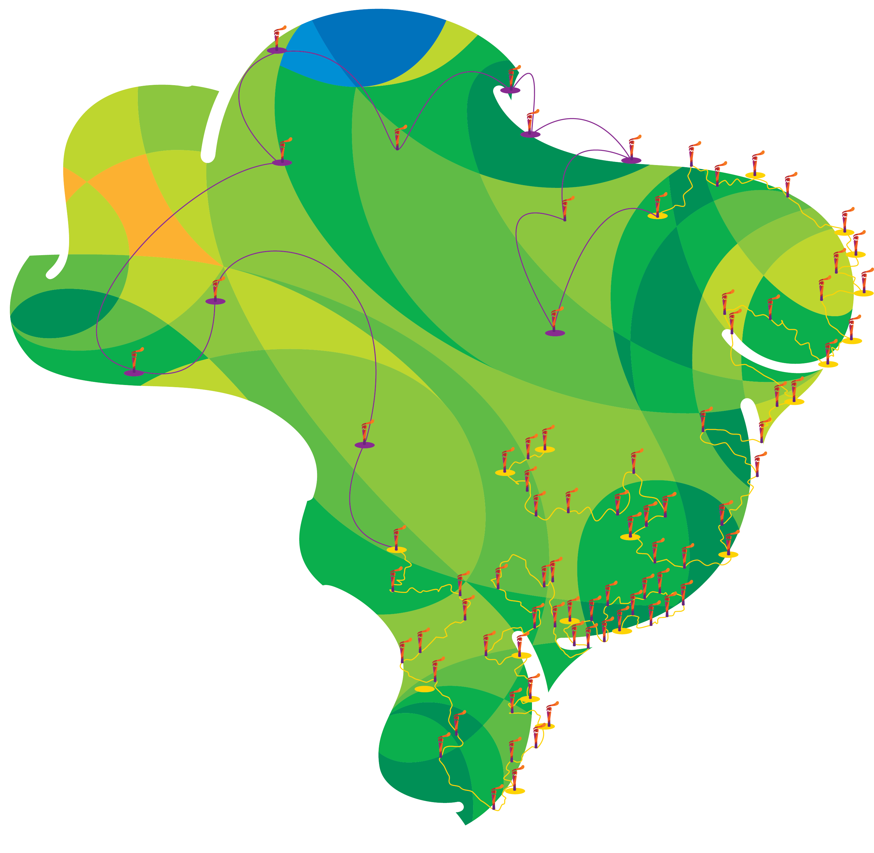 Rio Olympic Torch Relay 2016 By Rio2016 Map Brazil - Mapa Do Brasil Olimpiadas - Free Transparent PNG Clipart Images Download. - Transparent PNG Free Download