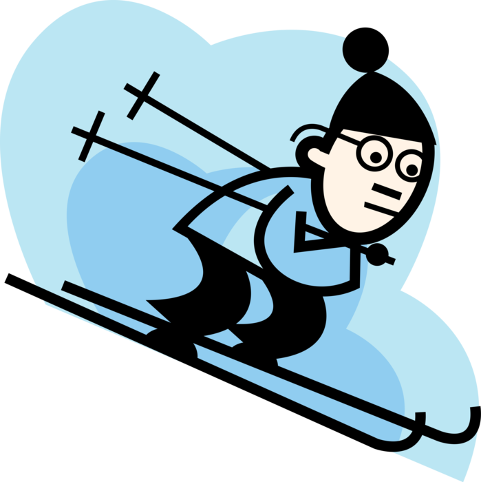 Vector Illustration Of Alpine Downhill Skier Racing - Kid Speaking - Free Transparent PNG Clipart Images Download. - Transparent PNG Free Download