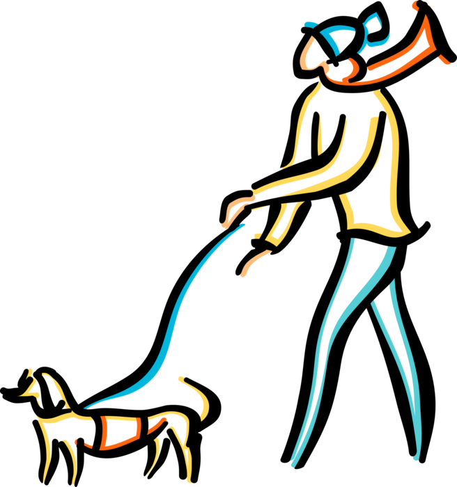 Vector Illustration Of Dog Owner Walks Family Pet Dog - Homem E Cachorro Png - Free Transparent PNG Clipart Images Download. - Transparent PNG Free Download