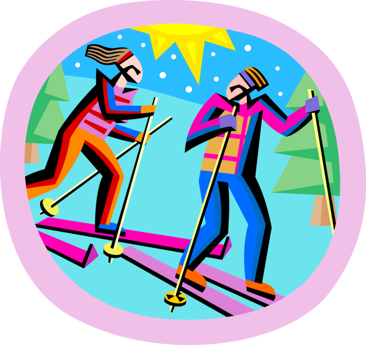 Vector Illustration Of Winter Cross-country Skiers - Vector Illustration Of Winter Cross-country Skiers - Free Transparent PNG Clipart Images Download. - Winter Transparent PNG Free Download