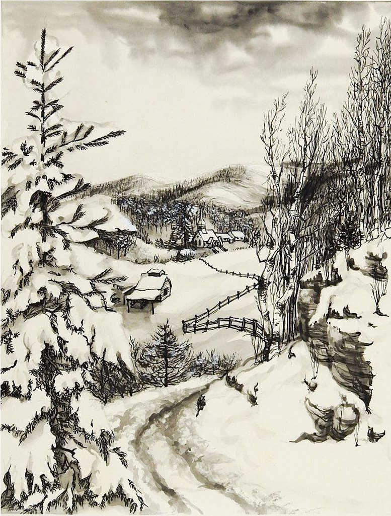 Sunday In Vermont Winter Watercolor - Winter Watercolor Transparent PNG - 862x1138 - Free Download on - Transparent PNG Free Download