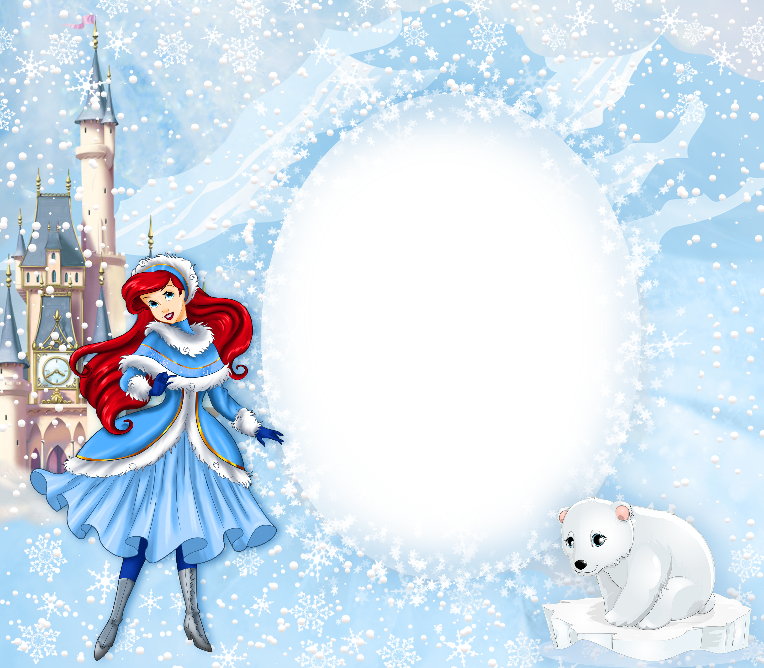 Ariel Clipart Frame - Princess Ariel Winter Png Transparent PNG - 3201x2796 - Free Download on - Transparent PNG Free Download