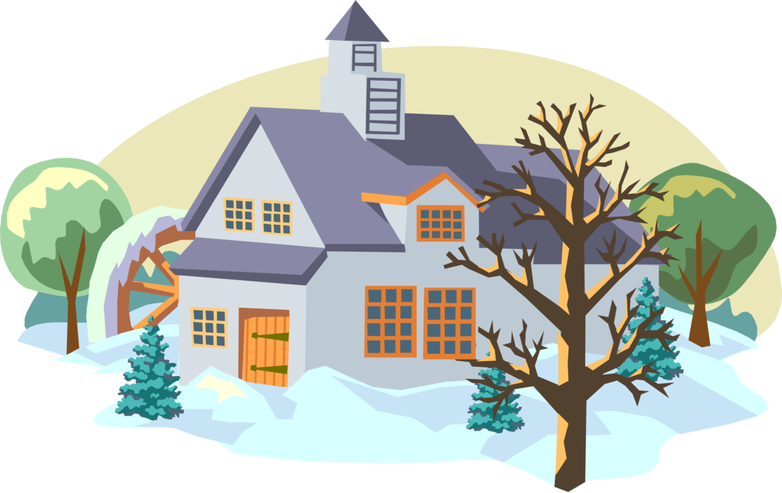Vector Illustration Of Winter Scene With Grist Mill - Beverly Stamped Cross Stitch Kits Winter Wonderland Transparent PNG - 1109x700 - Free Download on - Transparent PNG Free Download