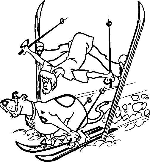 Scooby Doo And Shaggy Are Scared Coloring Page - Winter Skiing Coloring Pages Transparent PNG - 503x566 - Free Download on - Transparent PNG Free Download