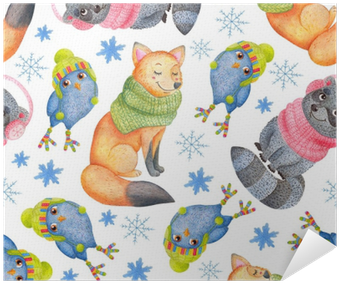 Watercolor Seamless Pattern With Cute Smiling Winter - Watercolor Painting Transparent PNG - 400x400 - Free Download on - Transparent PNG Free Download