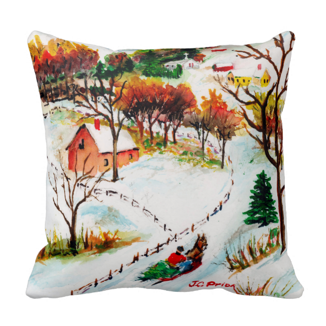Winter Sleigh Ride Mountain Christmas Watercolor Throw - Watercolor Painting Transparent PNG - 650x650 - Free Download on - Transparent PNG Free Download