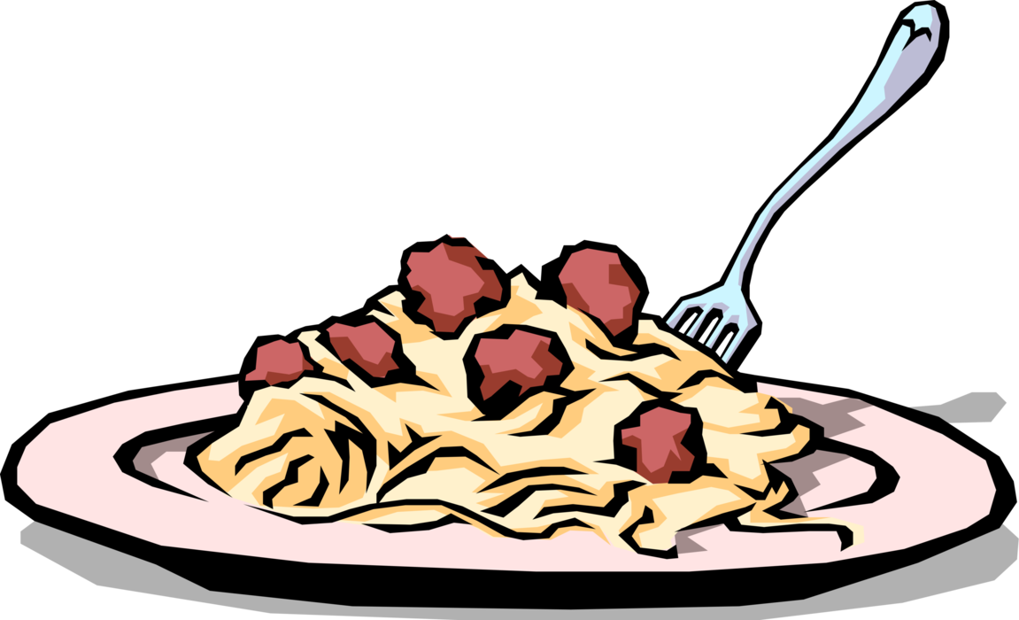 Vector Illustration Of Italian Pasta Spaghetti & Meatball - Spaghetti Dinner - Free Transparent PNG Clipart Images Download. - Transparent PNG Free Download
