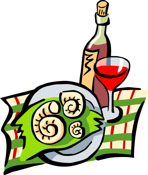 Vector Illustration Of Fine Dining Cuisine With Bottle - Dinner Cartoon - Free Transparent PNG Clipart Images Download. - Transparent PNG Free Download