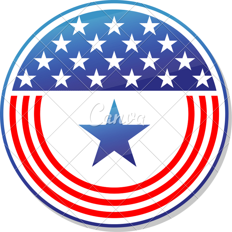 Patriotic American Stars And Stripes Button - Amscan Stars & Stripes Dinner Plates (10) - Free Transparent PNG Clipart Images Download. - Transparent PNG Free Download