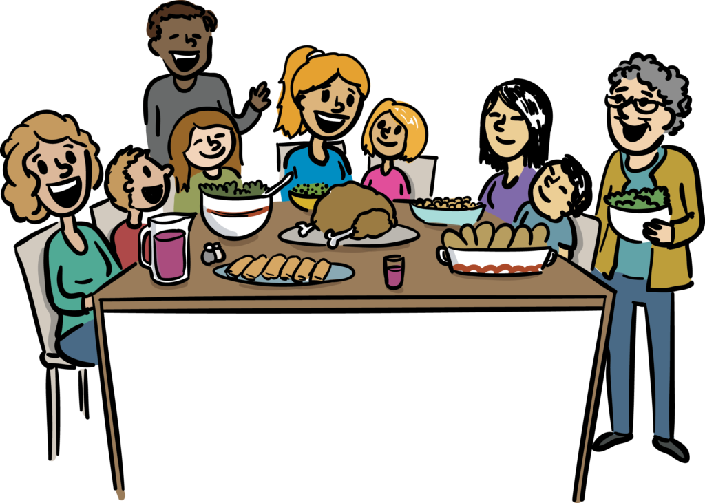 Large Size Of Thanksgiving - Big Family Dinner Cartoon - Free Transparent PNG Clipart Images Download. - Transparent PNG Free Download