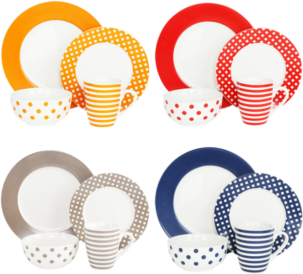 16pcs The Latest White Porcelain Dinner Set With Dot - Pfaltzgraff Everyday Kenna Red 48 Piece Dinnerware - Free Transparent PNG Clipart Images Download. - Transparent PNG Free Download