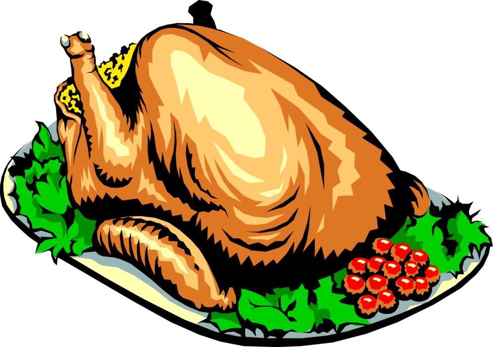 Vector Illustration Of Roast Turkey Poultry Dinner - Platter Of Turkey Clip Art - Free Transparent PNG Clipart Images Download. - Transparent PNG Free Download