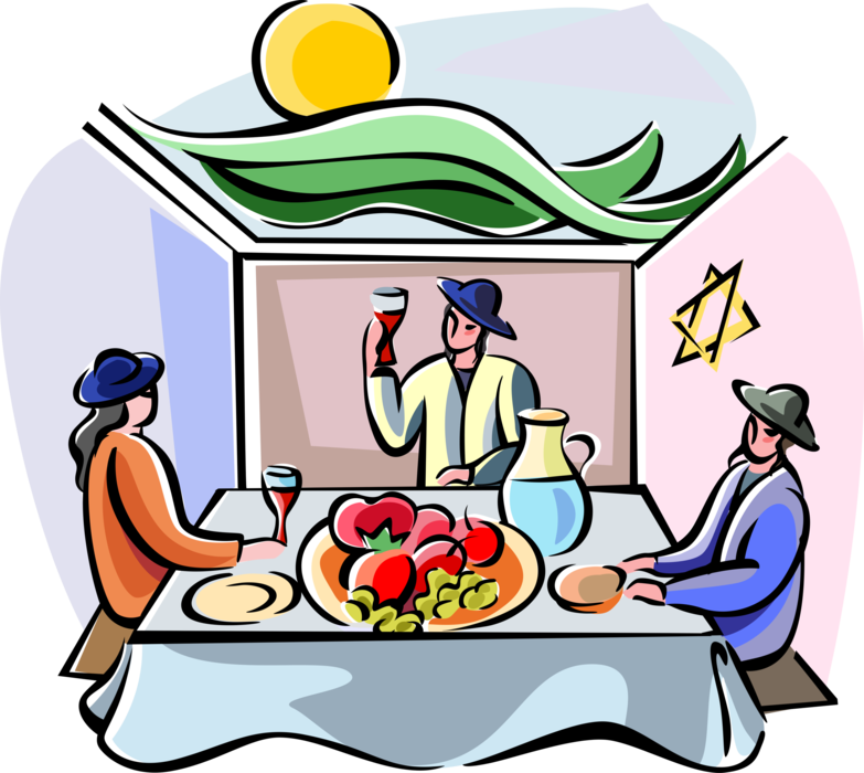 Vector Illustration Of Sukkot Dinner In The Sukkah - Sukkot Clip Art - Free Transparent PNG Clipart Images Download. - Transparent PNG Free Download