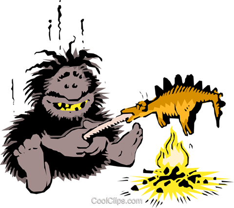 Caveman Cooking Dinner Royalty Free Vector Clip Art - Cave Man Cooking Png - Free Transparent PNG Clipart Images Download. - Transparent PNG Free Download