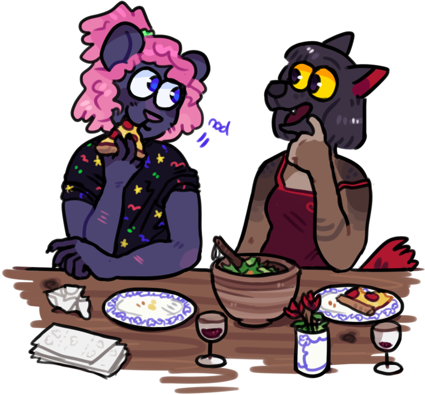 Girlfriends Having A Good Chat Over Dinner By Dogquest - Cartoon - Free Transparent PNG Clipart Images Download. - Transparent PNG Free Download