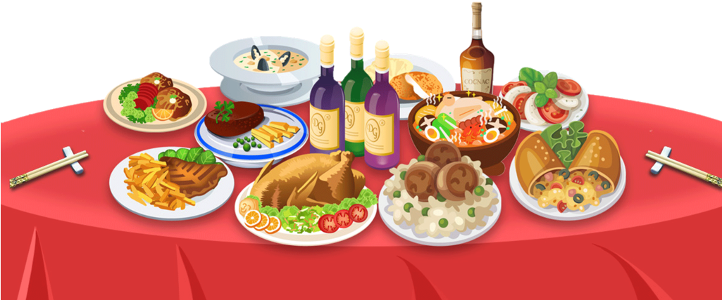 Hand Drawn Cartoon New Year S Rice Food Png - Reunion Dinner Transparent PNG - 1024x807 - Free Download on - Transparent PNG Free Download
