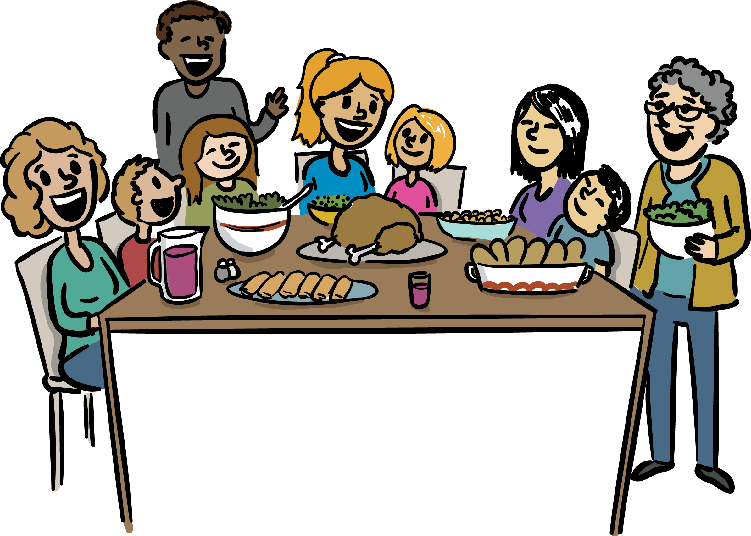 Clip Art Dinner At Getdrawings Com - Family Thanksgiving Dinner Clip Art, HD Png Download - Transparent PNG Free Download