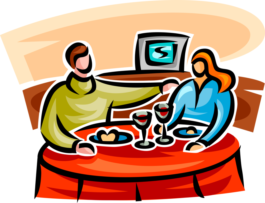 Dinner Clipart Couple Dinner - Casal Comendo Vetor, HD Png Download - Transparent PNG Free Download