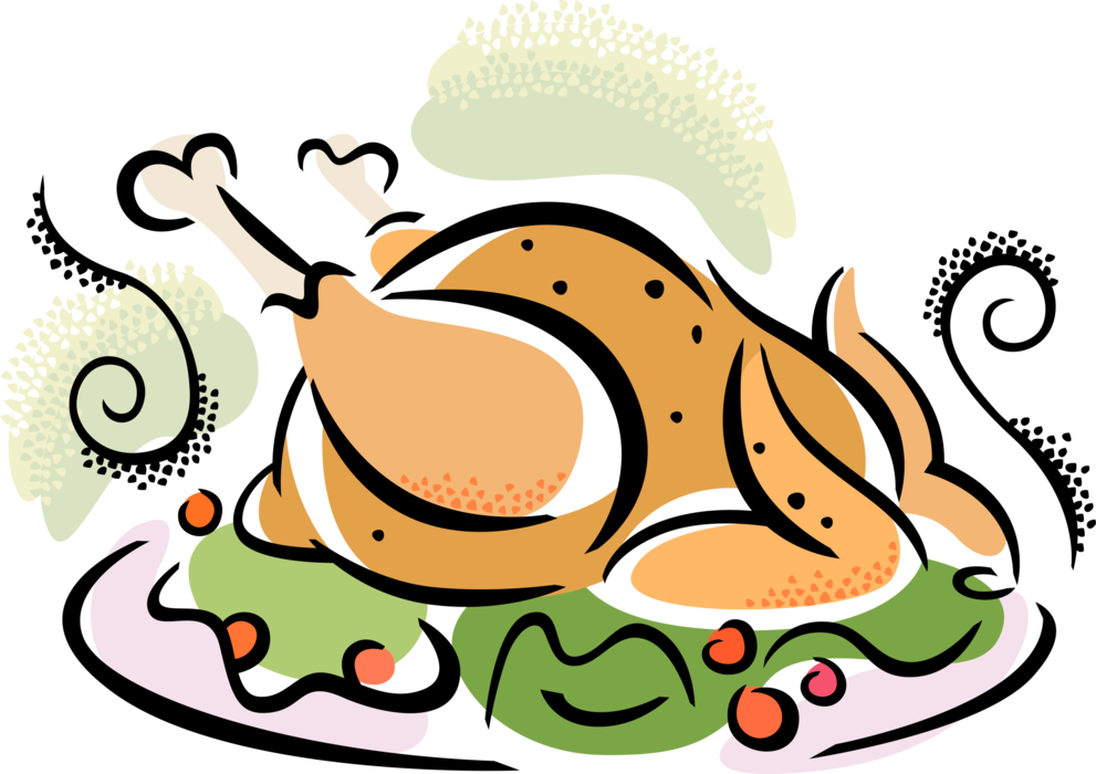 Vector Illustration Of Poultry Roast Turkey Dinner - Turkey Dinner Clipart, HD Png Download - Transparent PNG Free Download