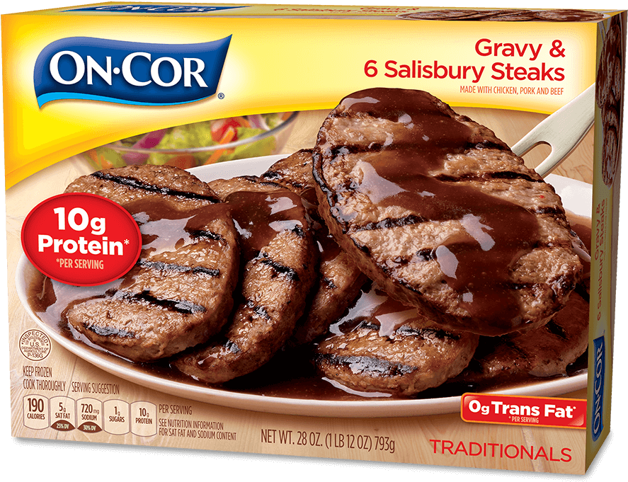 Gravy & 6 Salisbury Steaks - Salisbury Steak Frozen Dinners, HD Png Download - Transparent PNG Free Download
