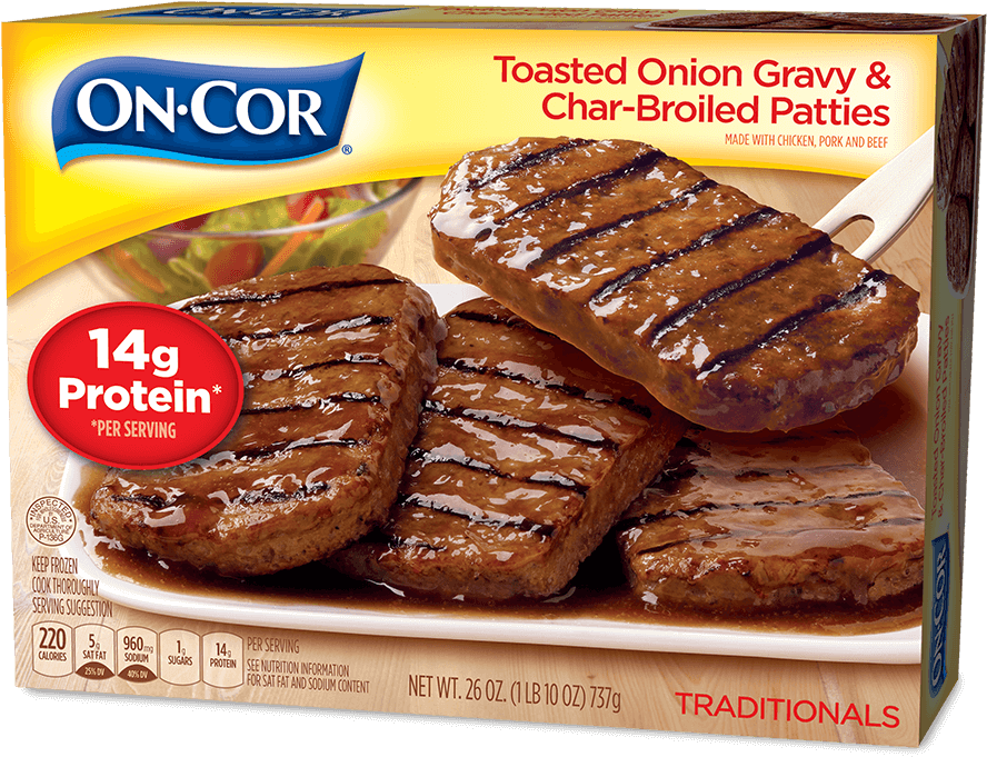 Toasted Onion Gravy & Char-broiled Patties - Salisbury Steak Frozen Dinners, HD Png Download - Transparent PNG Free Download
