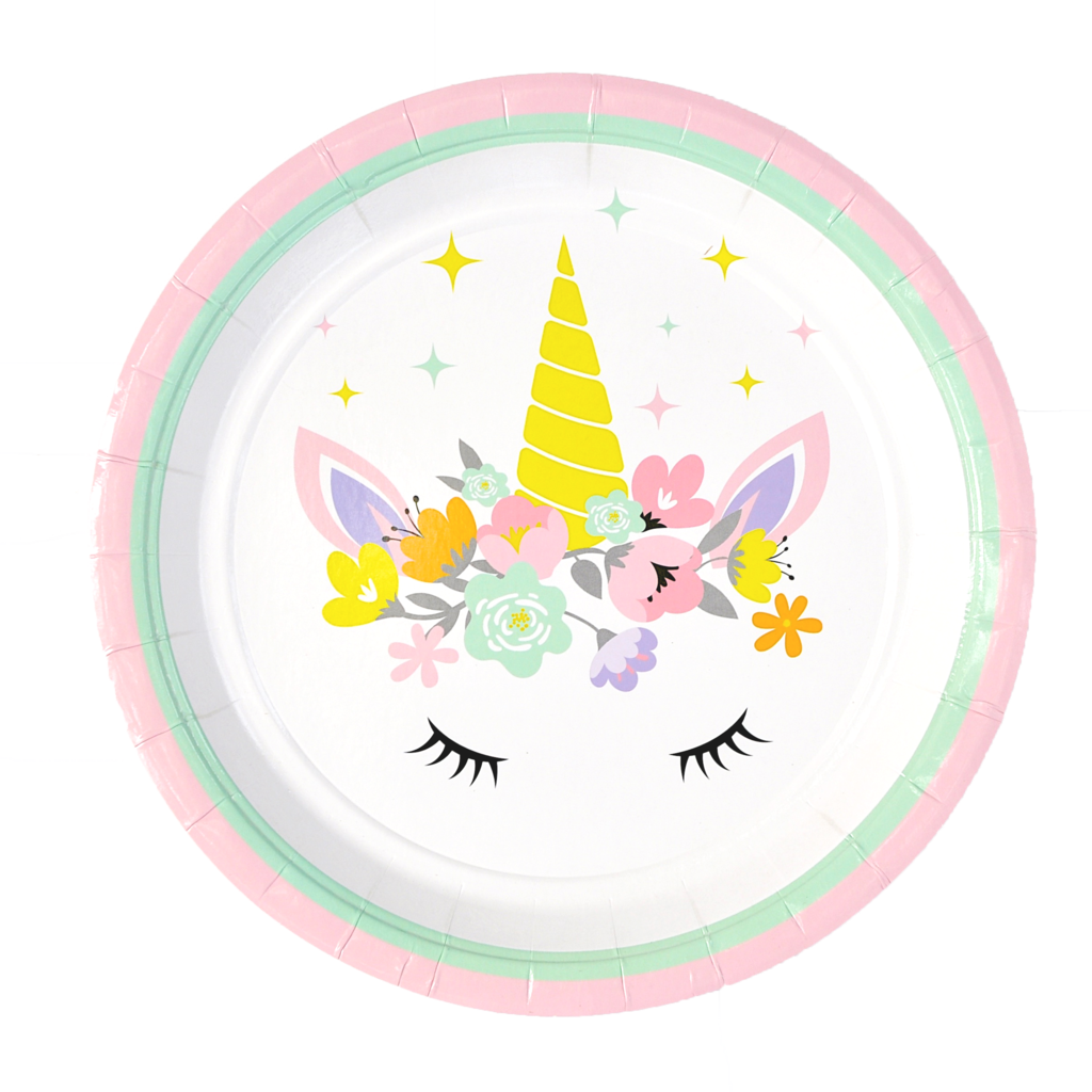 Unicorn Party Plate 9 Inch Dinner Plate Set Of - Printable Unicorn Invitation Template Free, HD Png Download - Dinner Transparent PNG Free Download