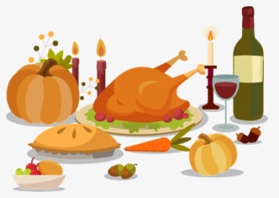 Thanksgiving Dinner With Turkey Dish Clipart - Illustration, HD Png Download - Dinner Transparent PNG Free Download