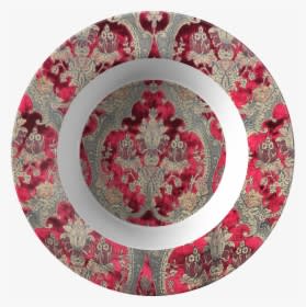 The Red Versailles Italian Velvet Fabric Dinner Bowl - Circle, HD Png Download - Dinner Transparent PNG Free Download