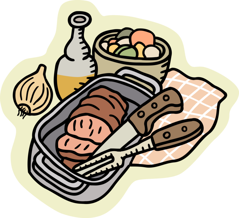 Vector Illustration Of Meatloaf Dinner In Cooking Pan, HD Png Download - Transparent PNG Free Download