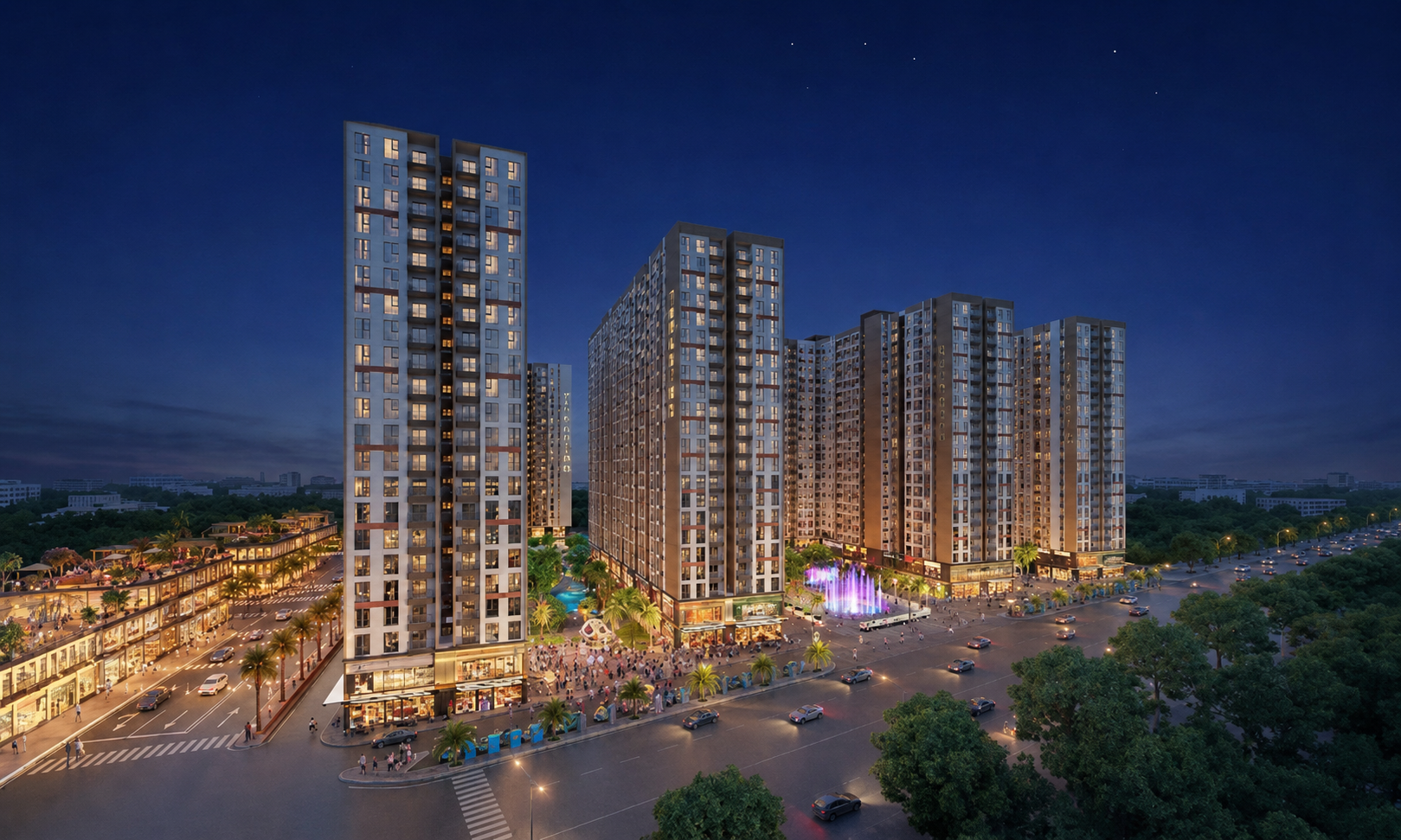 Phối cảnh dự án Bcons Central Park Biên Hòa về đêm