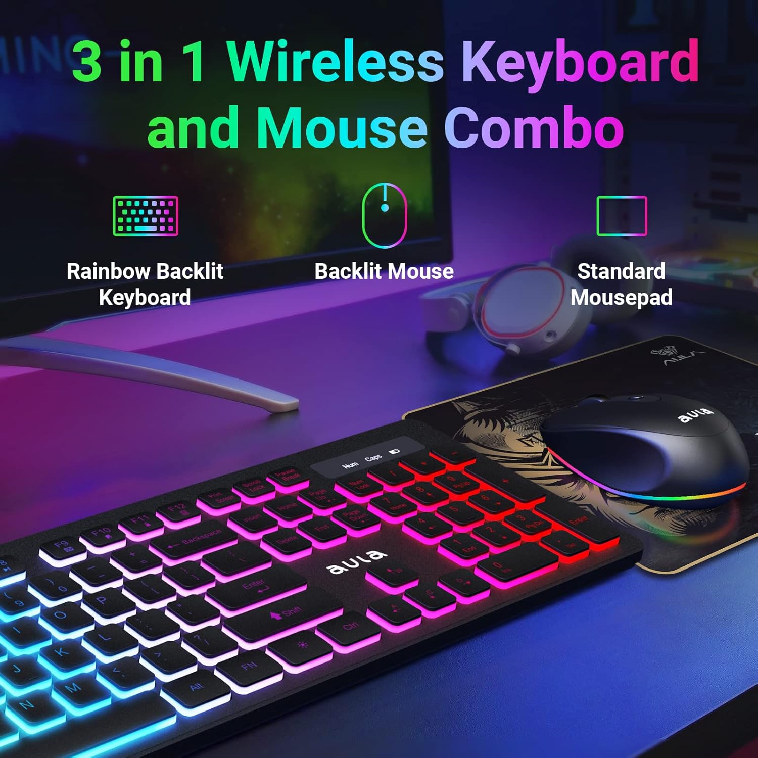 AULA Wireless Keyboard and Mouse Combo