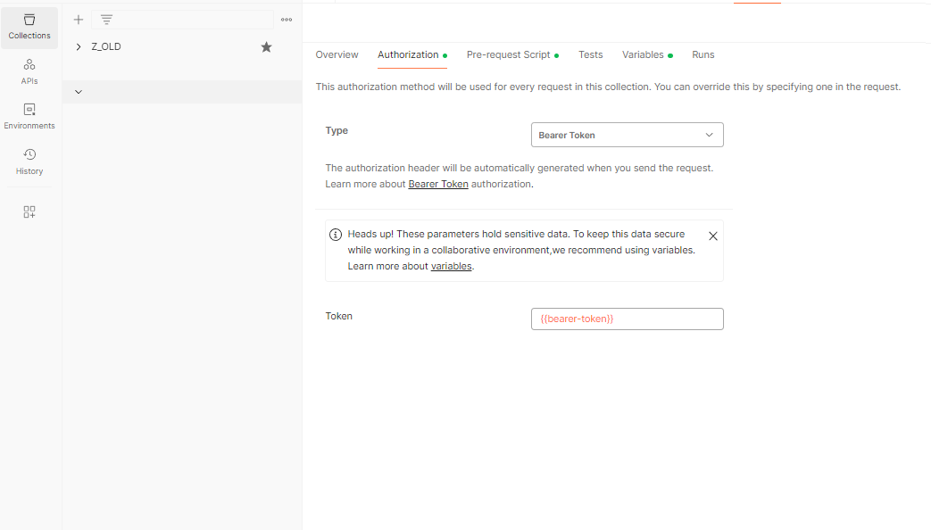 Collention Authorization Type Setting