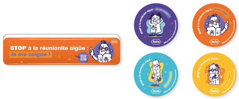 Roche - Réunionite aiguë - boite à bonbons et stickers