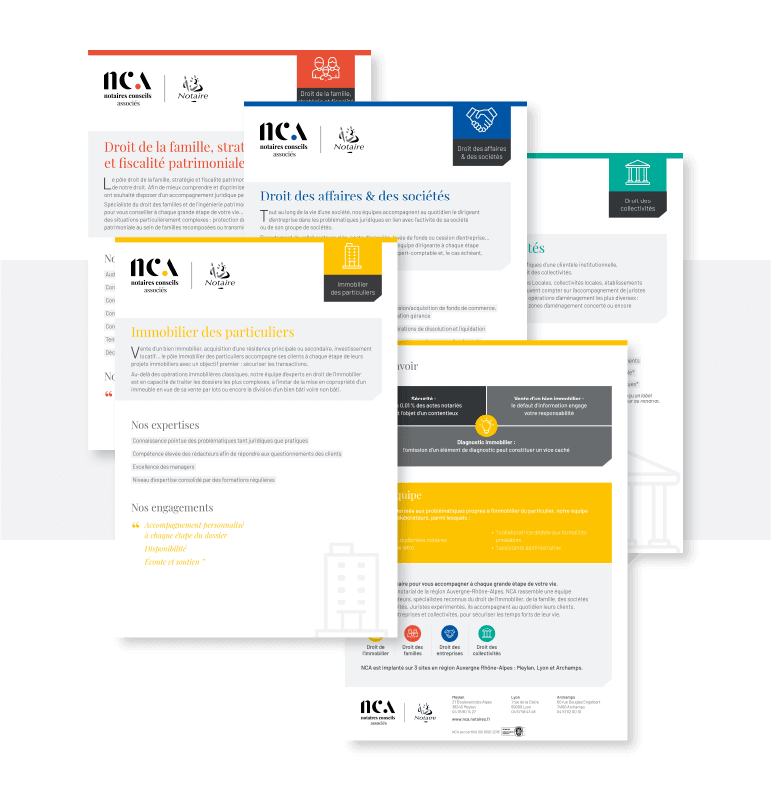 NCA Notaires Conseils Associés - fiches métiers par pôles d'expertises