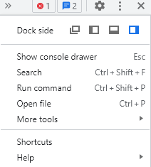 chrome devtools menu