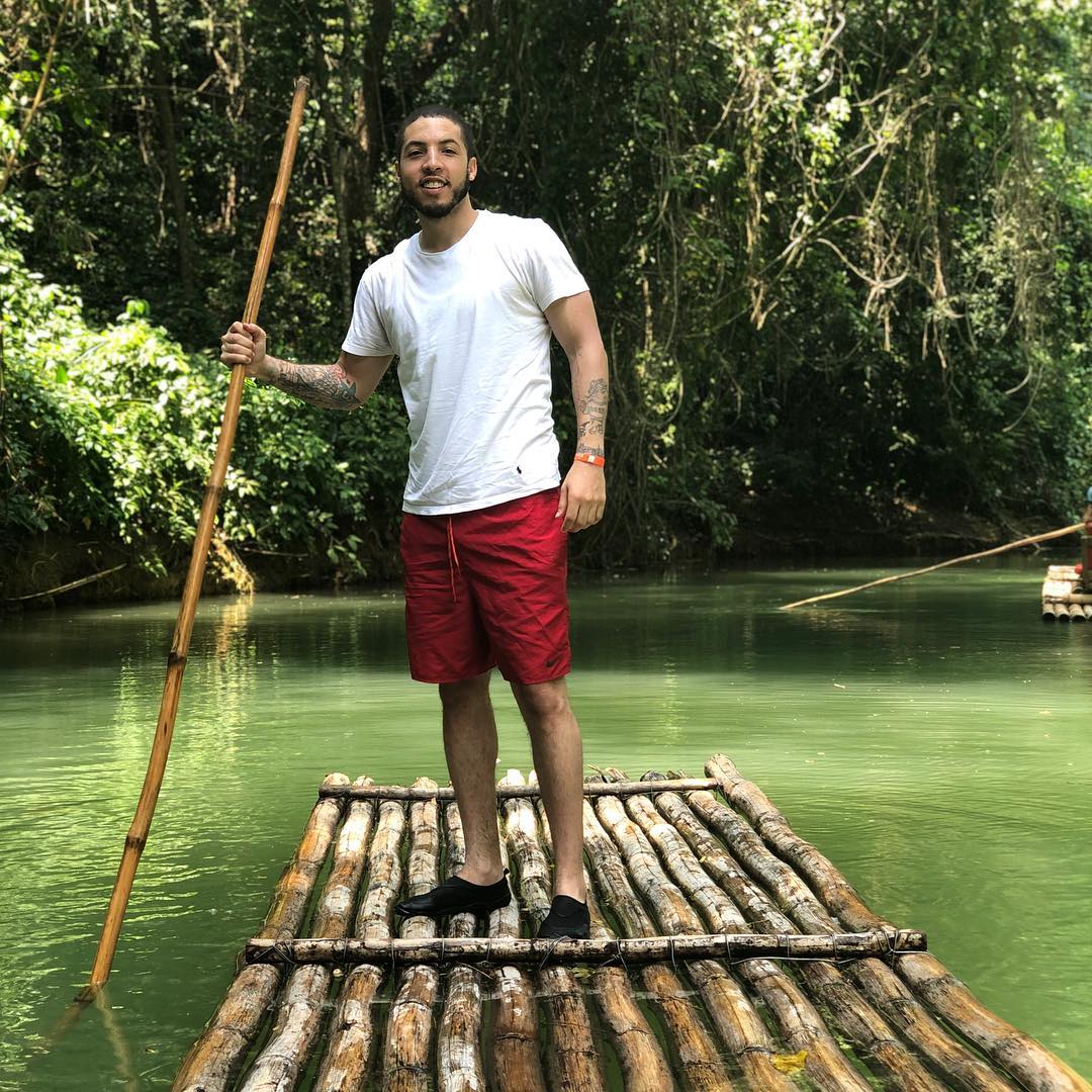 An Nxlevel traveler rafting the Martha Brae in Jamaica