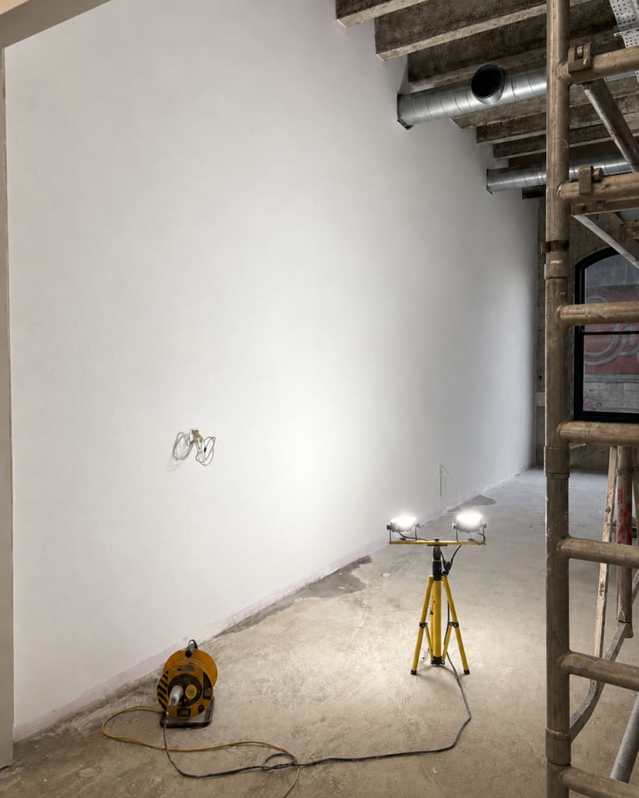 Prepared office walls after priming for limewash in Mansfield